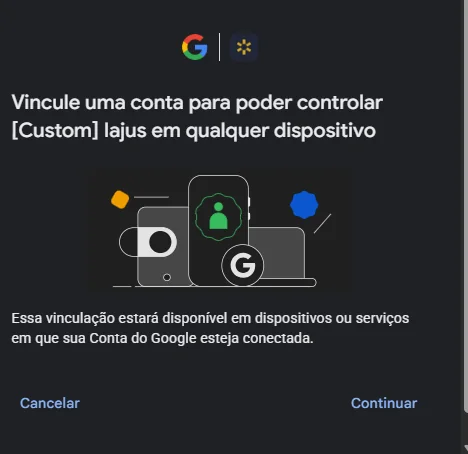 Ecrã do Gemini para vincular uma Conta Google e poder controlar o app IAJUS em qualquer dispositivo, com o botão Continuar.